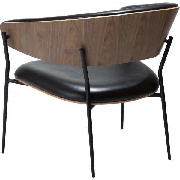 Chaise longue pour berceau - PU noir/placage noyer