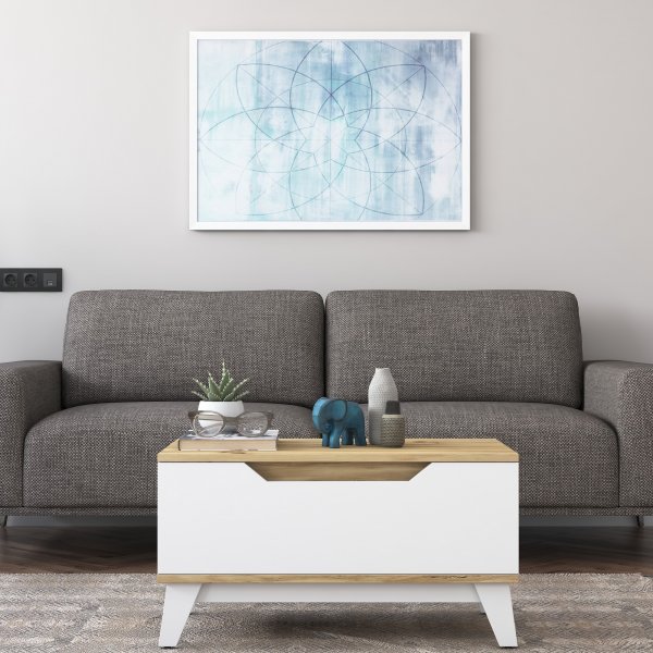 Abby soffbord 80x45 cm - Ek/vit Abby soffbord 80x45 cm - Ek/vit