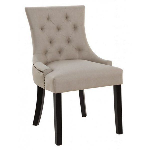 Matstol beige med bruna ben - Tuva