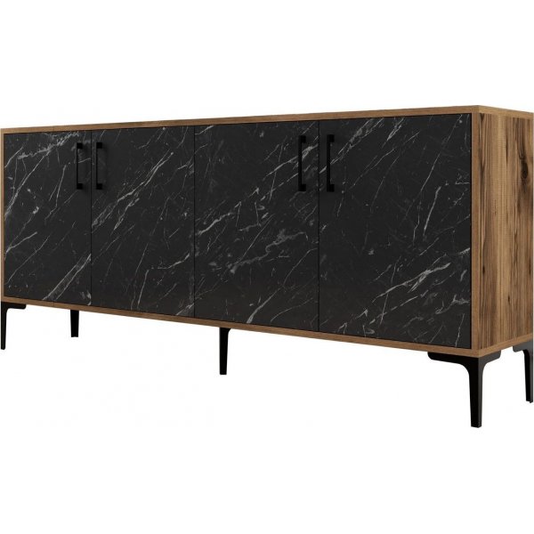 Kiev skänk 180 cm - Valnöt/svart marmor Kiev skänk 180 cm - Valnöt/svart marmor