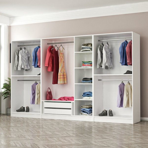 Armoire Larett 315 cm, variante A - Blanc