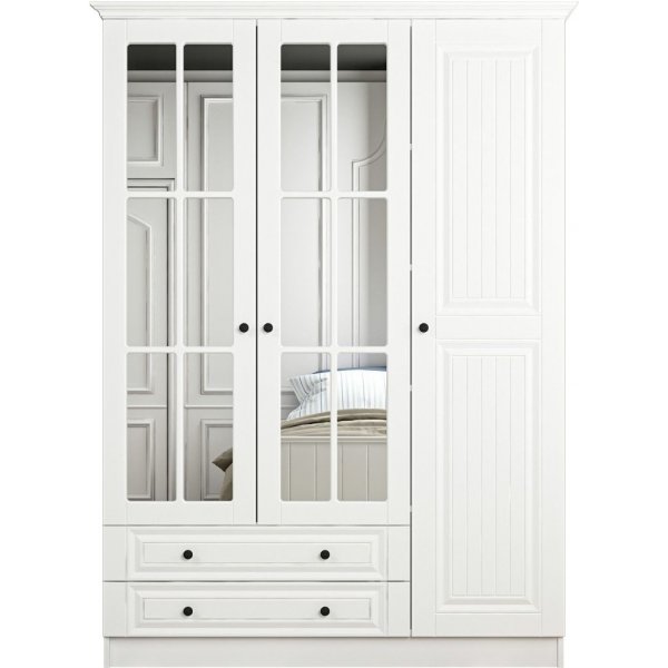 Capeto kledingkast met spiegeldeuren, 135 cm - Wit