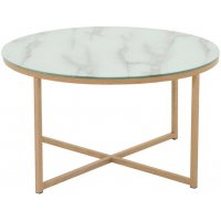 Link runt soffbord med marmorerat glas - Ø80 cm Link runt soffbord med marmorerat glas - Ø80 cm