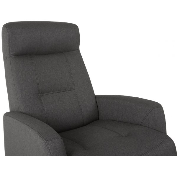 Frans reclinerfåtölj med gungfunktion och snurr - Grå tyg Frans reclinerfåtölj med gungfunktion och snurr - Grå tyg