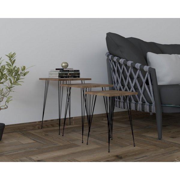 Mali satsbord 32/36/40 x 32/36/40 cm - Svart/valnöt Mali satsbord 32/36/40 x 32/36/40 cm - Svart/valnöt