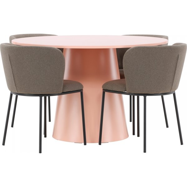 Matbord Lanzo med 4 st Edina stolar - Svart/brun/rosa Matbord Lanzo med 4 st Edina stolar - Svart/brun/rosa