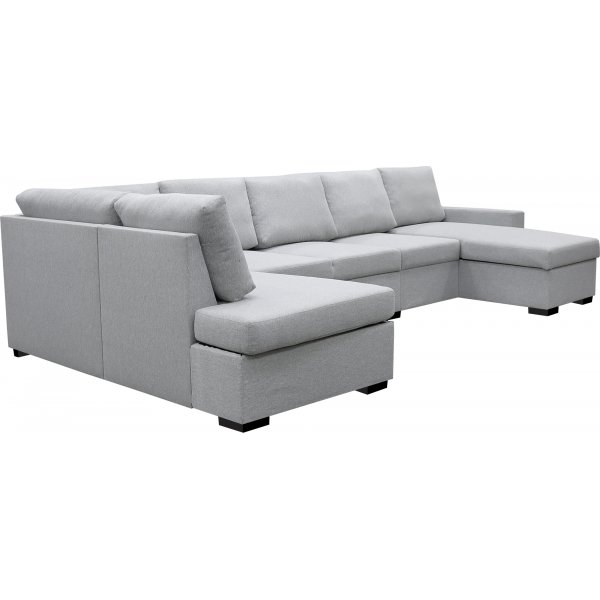 U-soffa med förvaring 367 cm grå + Fläckborttagare för möbler U-soffa med förvaring 367 cm grå + Fläckborttagare för möbler