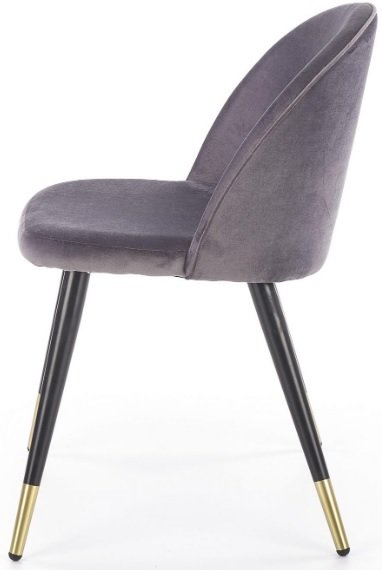 Chaise de salle  manger Paulina - Gris (velours) / Laiton + Pieds de meubles