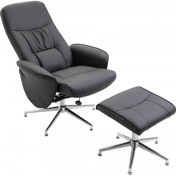 Fauteuil inclinable Julius avec repose-pieds - PU noir Fauteuil inclinable Julius avec repose-pieds - PU noir