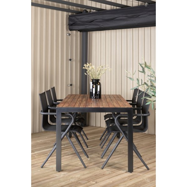 Bois utematgrupp med 6 st Alina stolar - Svart/Natur Bois utematgrupp med 6 st Alina stolar - Svart/Natur