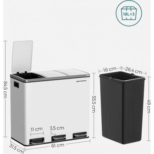 Poubelle Daloa 54 l - Blanc