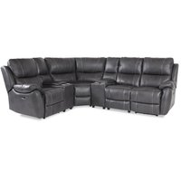 Enjoy recliner-hörnsoffa - 4-sits (el) i grått konstskinn (modell H) Enjoy recliner-hörnsoffa - 4-sits (el) i grått konstskinn (modell H)