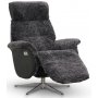 Duvns reclinerftlj med inbyggt fotstd (El) - Grtt frskinn