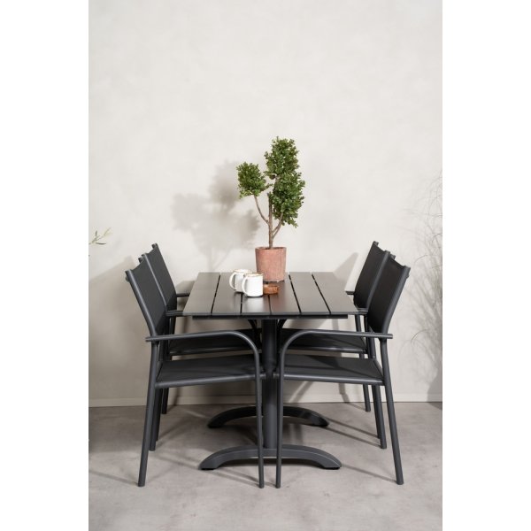 Denver utematgrupp med 4 st Santorini stolar - Svart