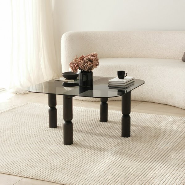 Table basse Kei 80 x 80 cm - Anthracite/fumée Table basse Kei 80 x 80 cm - Anthracite/fumée