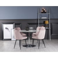 Plaza matgrupp, marmorbord med 4 st Theo sammetsstolar - Rosa/Vit/Krom Plaza matgrupp, marmorbord med 4 st Theo sammetsstolar - Rosa/Vit/Krom