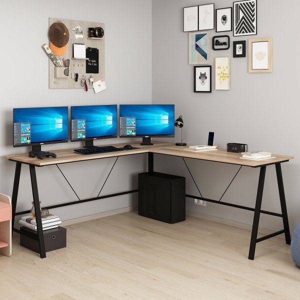 Bureau d'angle Team 180 x 60 cm - Marron fonc