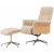 Hagn fauteuil fauteuil met voetenbank - Beige schapenvacht imitatie/geolied eiken + Textielreiniging voor meubels