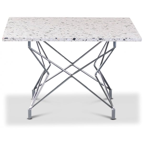 Terrazzo soffbord 75x75cm - Cosmos Terrazzo & underrede Star krom