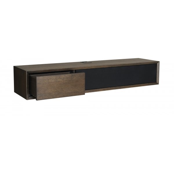 Banc média Vision 133 cm - Placage chêne laqué marron Banc média Vision 133 cm - Placage chêne laqué marron