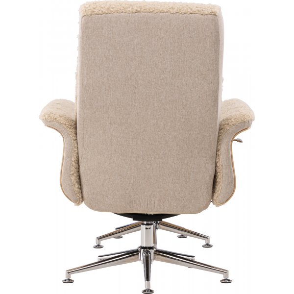 Fauteuil relax avec repose-pieds - Imitation peau de mouton beige/chne huil + Dtachant pour meubles