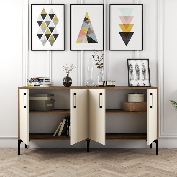 Kiev skänk 160 cm - Valnöt/gräddvit Kiev skänk 160 cm - Valnöt/gräddvit