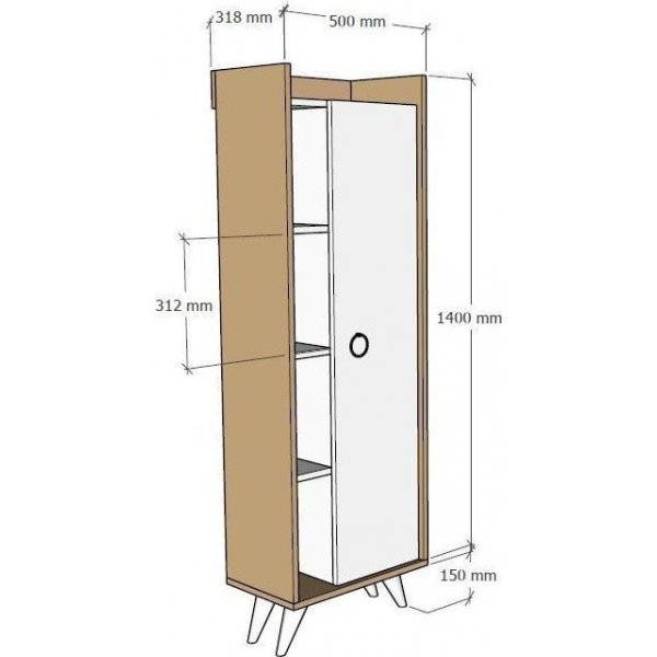 Armoire Ilgim - Chêne/blanc Armoire Ilgim - Chêne/blanc