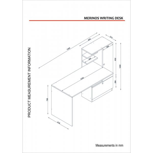 Bureau Merino 120x61,8 cm - Blanc