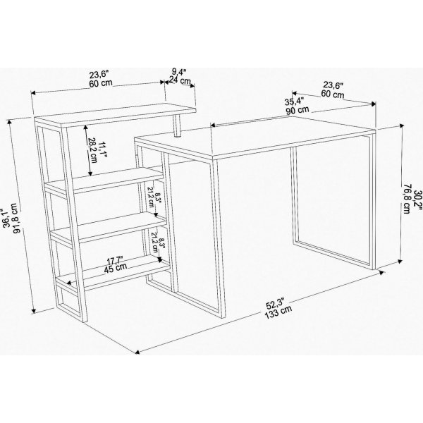 Bureau Rino 133 x 60 cm - Or Bureau Rino 133 x 60 cm - Or