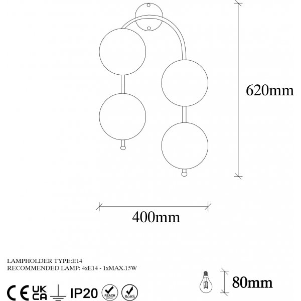 Klenod wandlamp 10590 - Zwart