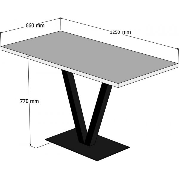 Table  manger Rana 125 x 66 cm - Bouleau argent/noir