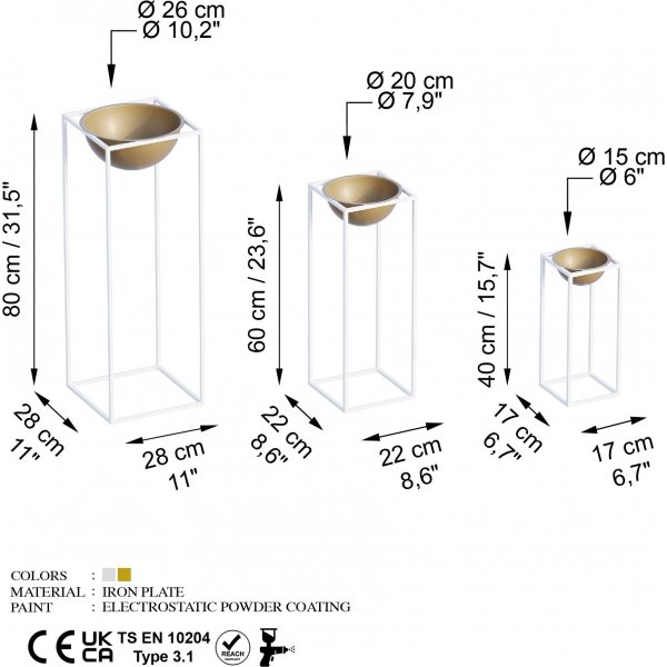 Pot Plato 19 - Blanc/or Pot Plato 19 - Blanc/or