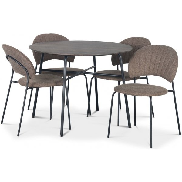 Tofta matgrupp 100 cm bord i mrkt tr + 4 st Hogrn bruna stolar