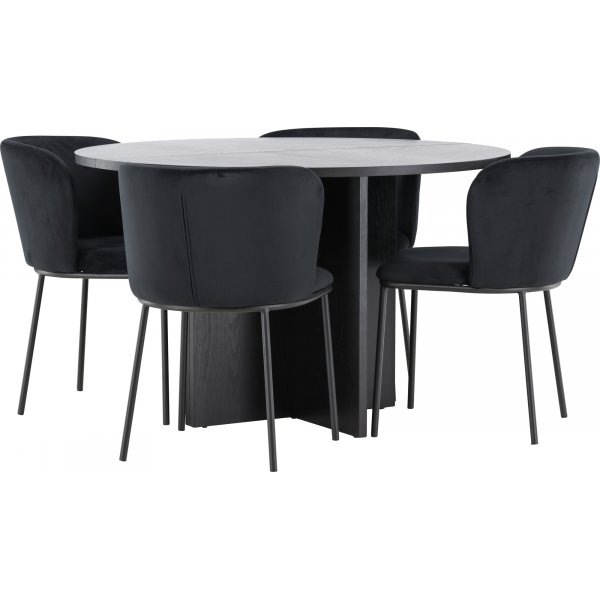 Matbord Strada med 4 st Edina stolar - Svart + 4.00 x Stolsdyna Matbord Strada med 4 st Edina stolar - Svart + 4.00 x Stolsdyna