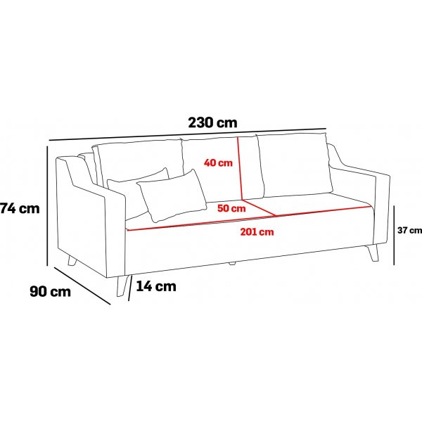 Doga 3-sits bäddsoffa - Antracit Doga 3-sits bäddsoffa - Antracit