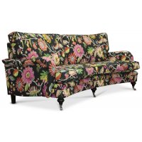 Savoy 3-sits svängd soffa med blommigt tyg - Havanna Svart Savoy 3-sits svängd soffa med blommigt tyg - Havanna Svart