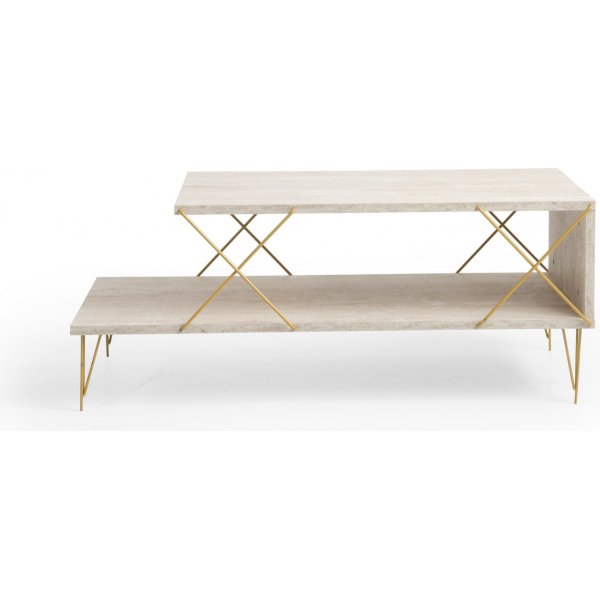 Loire soffbord 100 x 50 cm - Travertin/guld Loire soffbord 100 x 50 cm - Travertin/guld