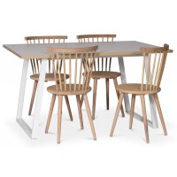 Edge matgrupp; Matbord i vit HPL 140x90 cm med 4 st Castor pinnstolar i whitewash Edge matgrupp; Matbord i vit HPL 140x90 cm med 4 st Castor pinnstolar i whitewash