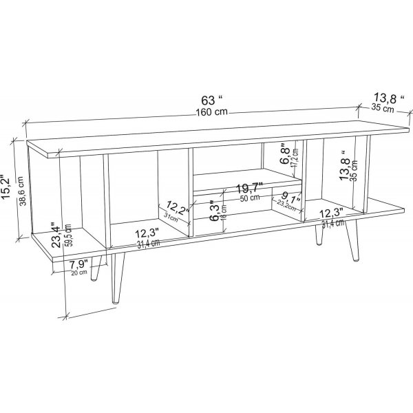 Banc média Akya - Chêne saphir/blanc Banc média Akya - Chêne saphir/blanc