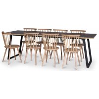 Ramsö 3.0 matgrupp 240x90 cm inkl 8 st vitoljade pinnstolar Tristan - Svart Högtryckslaminat (HPL) Ramsö 3.0 matgrupp 240x90 cm inkl 8 st vitoljade pinnstolar Tristan - Svart Högtryckslaminat (HPL)