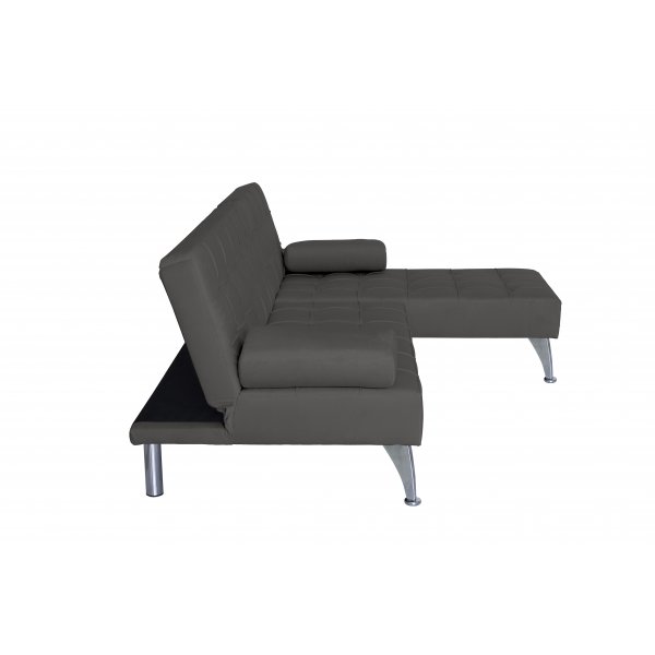 Bddsoffa med divan brun sammet 198 cm