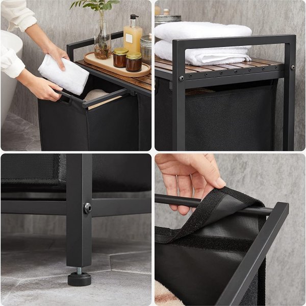 Panier à linge Ambrette Duo - Noir/marron Panier à linge Ambrette Duo - Noir/marron