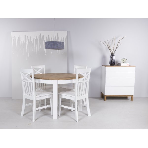 Groupe de repas Dalar autour d\\\'une table blanc/chne + 4 chaises Mellby