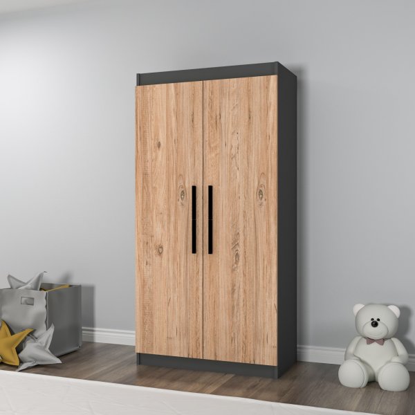 Armoire Akser - Pin/anthracite