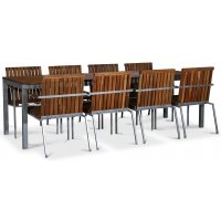Alva matgrupp 250x90 cm inkl. 8 stolar - Teak / Galvaniserat stål Alva matgrupp 250x90 cm inkl. 8 stolar - Teak / Galvaniserat stål