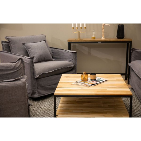 Table basse Regald 80 x 80 cm - Noir/bois naturel