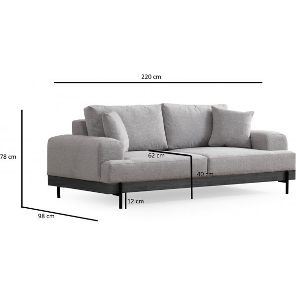 Canapé 3 places Eti - Gris/noir Canapé 3 places Eti - Gris/noir