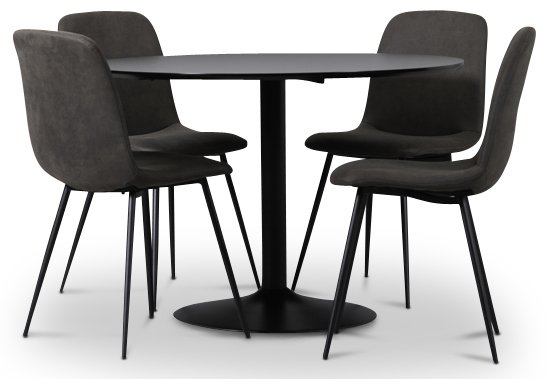 Seat matgrupp, matbord med 4 st Smokey matstolar - Svart/Vintage Seat matgrupp, matbord med 4 st Smokey matstolar - Svart/Vintage