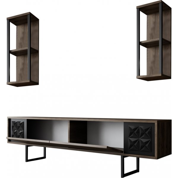 Erki TV-bänk - Valnöt/svart Erki TV-bänk - Valnöt/svart