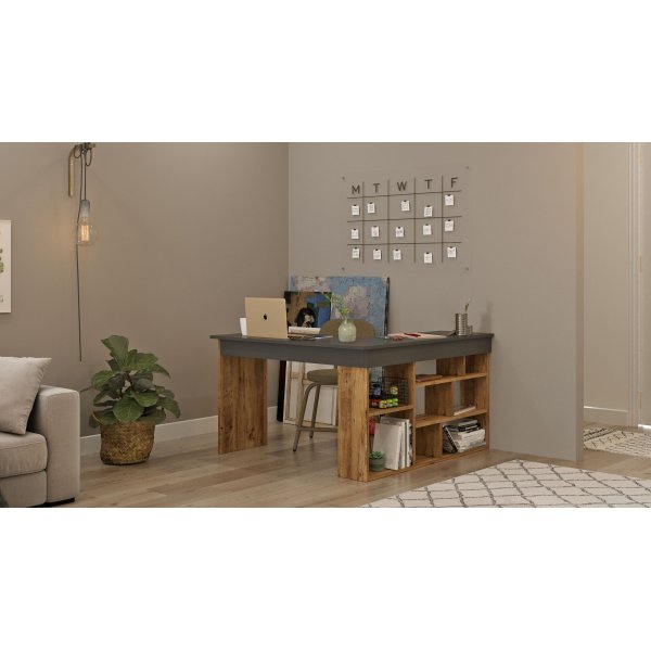 Bureau d\\\'angle Tywin 129x120 cm - Pin/noir